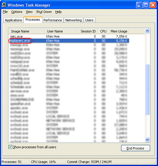 Program name in Task Manager Program name in Task Manager