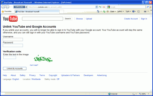 Unlink YouTube account from Google account - Not Logged In